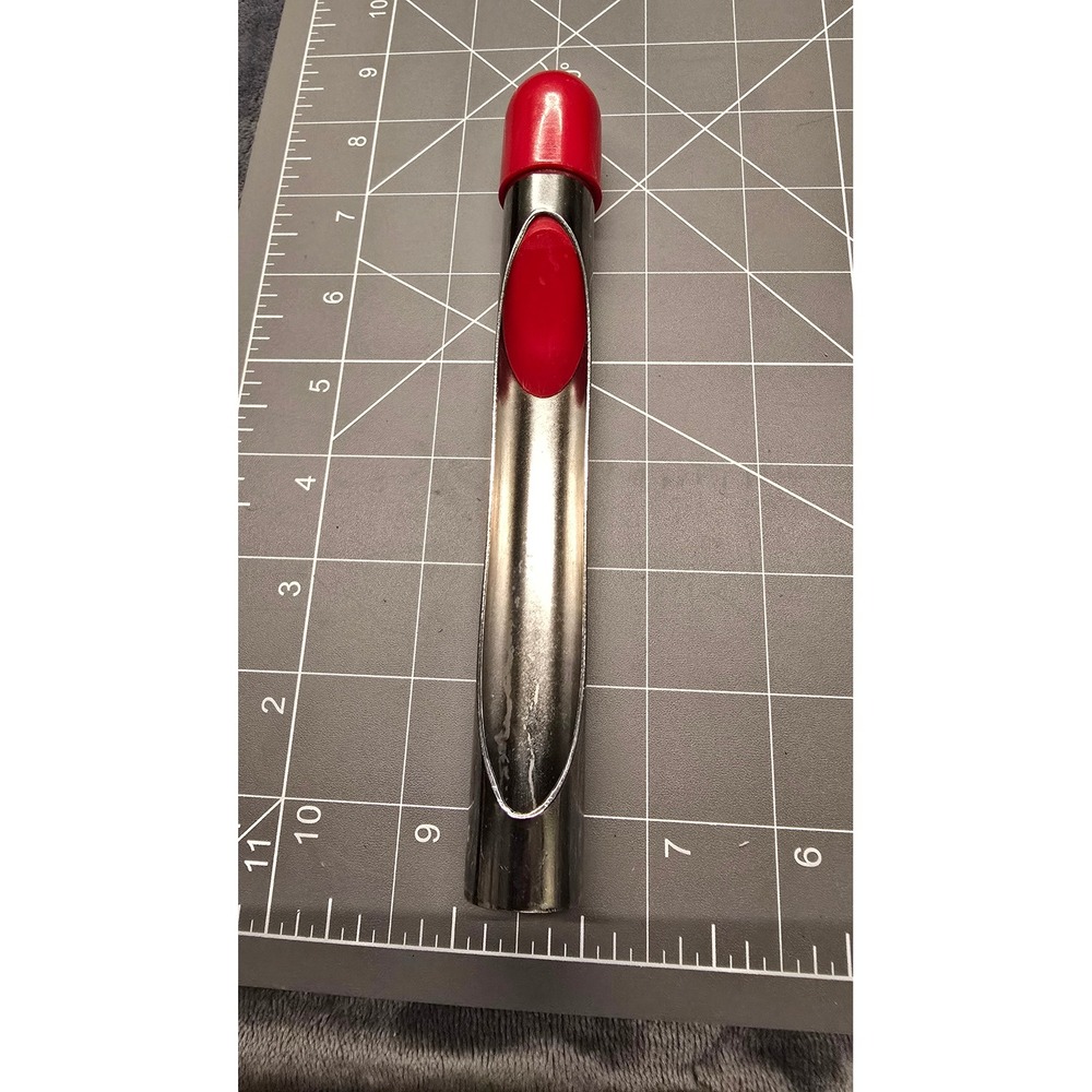 Vintage Stainless Steel Apple Corer Fruit Pit Remover with Red Handle and Cap